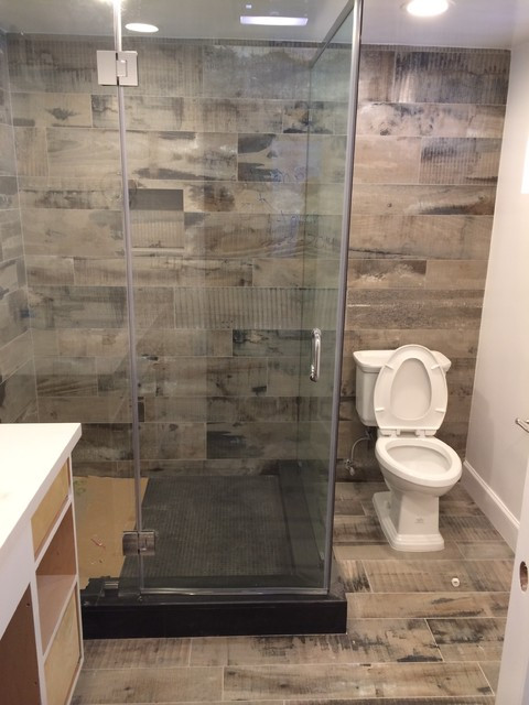 Wood Look Tile Bathrooms
 Reclaimed Wood Look Bathroom Shower