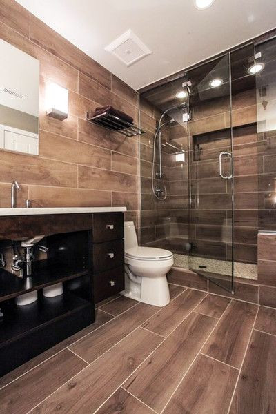 Wood Tile Bathroom
 1038 best FAVORITE HOME DECOR images on Pinterest