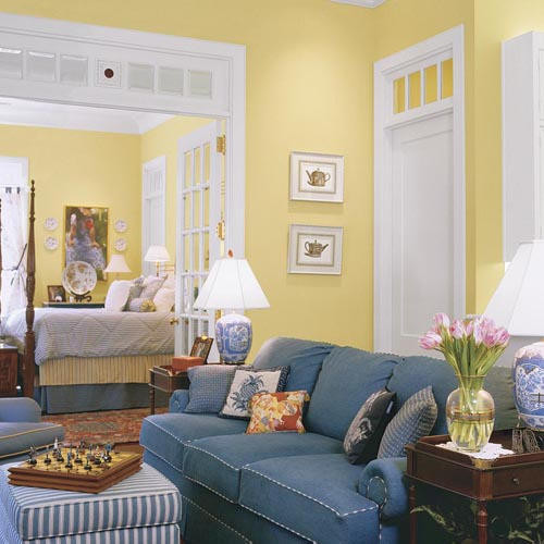 Yellow Walls Living Room
 Keep a Room Sunny Yet Private With a Clever Trick
