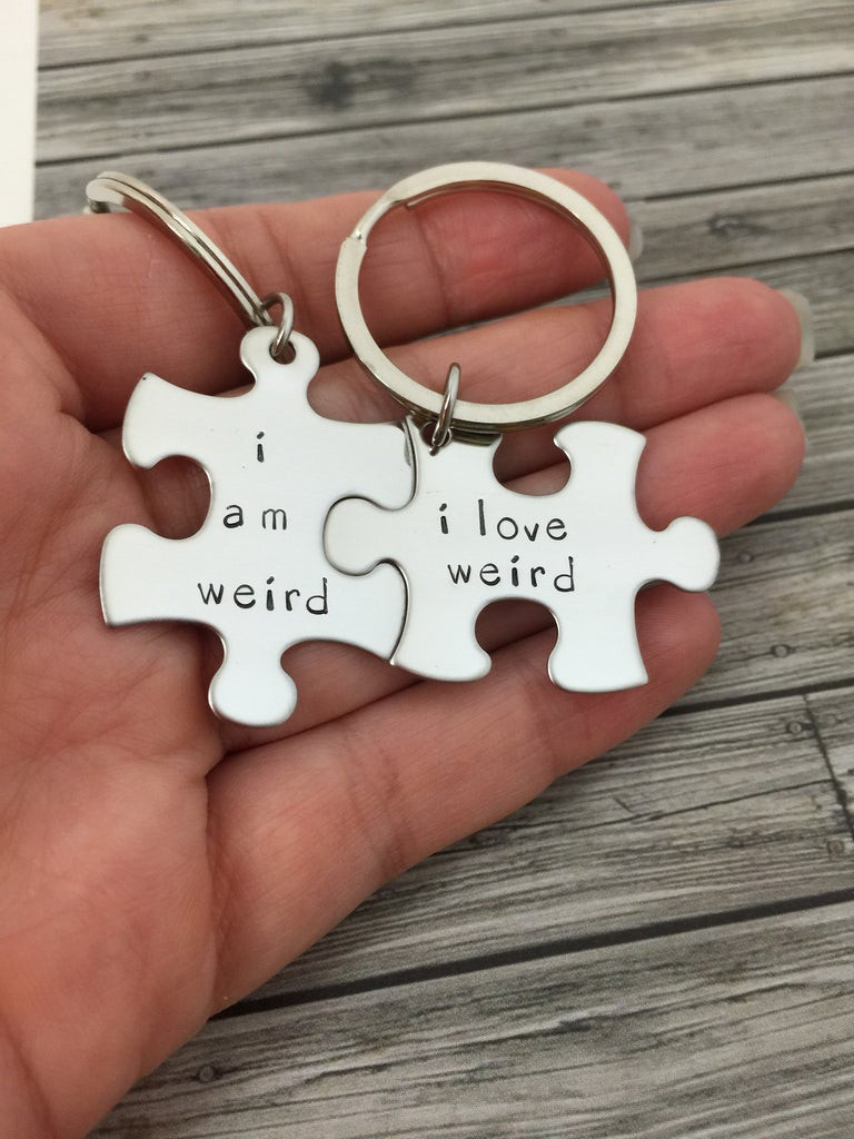 Couple Gift Ideas Your Boyfriend
 I am weird I love weird Couples Keychains Couples Gift