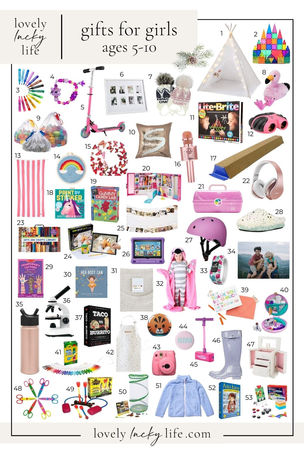 Girls Gift Ideas
 best t ideas list for girls ages 5 10 Lovely Lucky Life