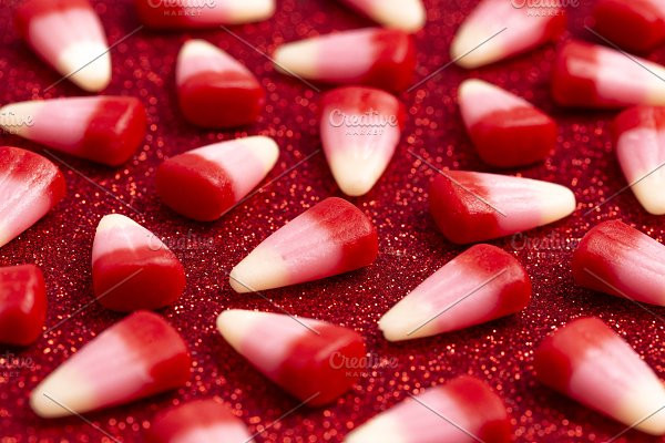 Valentines Day Candy Corn
 Red Pink and White Valentines Day Candy Corn on a Red