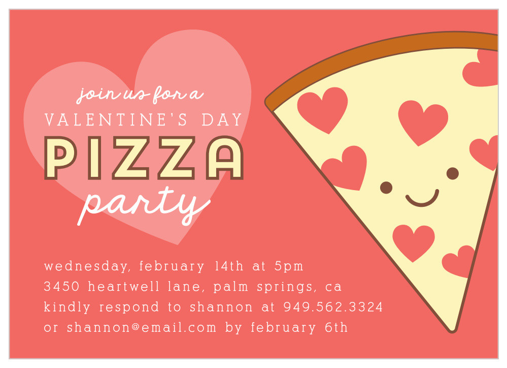 Valentines Day Party Invitations
 Pizza My Heart Valentine s Day Party Invitations by Basic